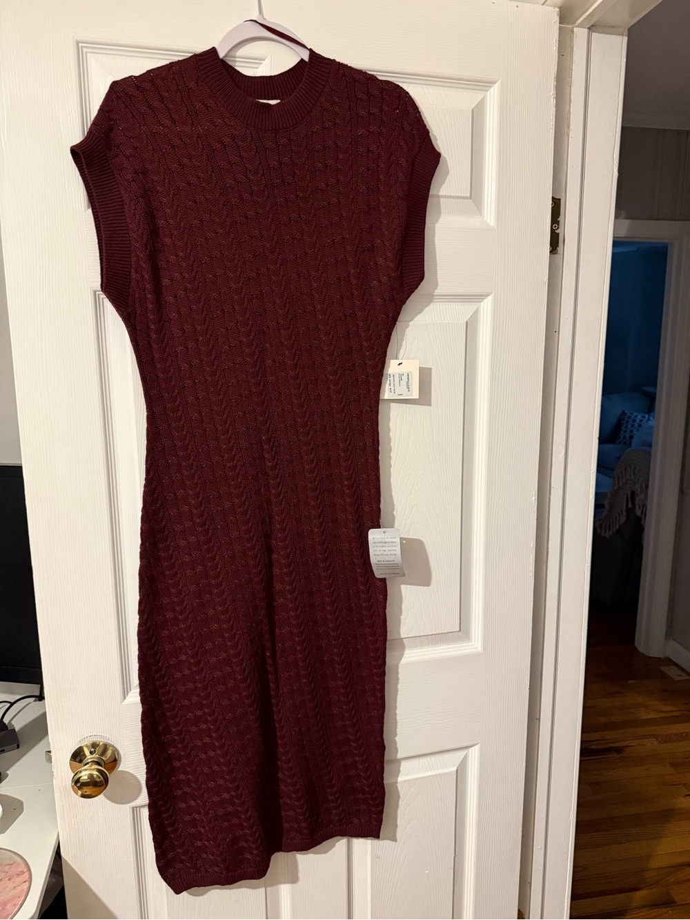 Nordstrom Cable-Knit Sleeveless Midi Dress - Burgundy